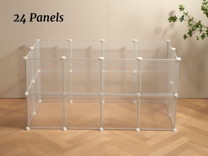 Transparent Clear Small Animal Playpen, Guinea Pig Cages, Puppy Dog Playpen, Pet Playpen, Rabbit Bunny Indoor Fence Pen Enclosure, White Clear Plastic Playpen,12X12 Inch, 12Panels