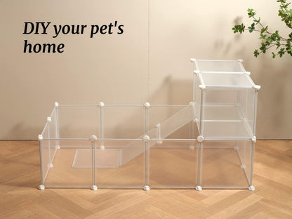Transparent Clear Small Animal Playpen, Guinea Pig Cages, Puppy Dog Playpen, Pet Playpen, Rabbit Bunny Indoor Fence Pen Enclosure, White Clear Plastic Playpen,12X12 Inch, 12Panels