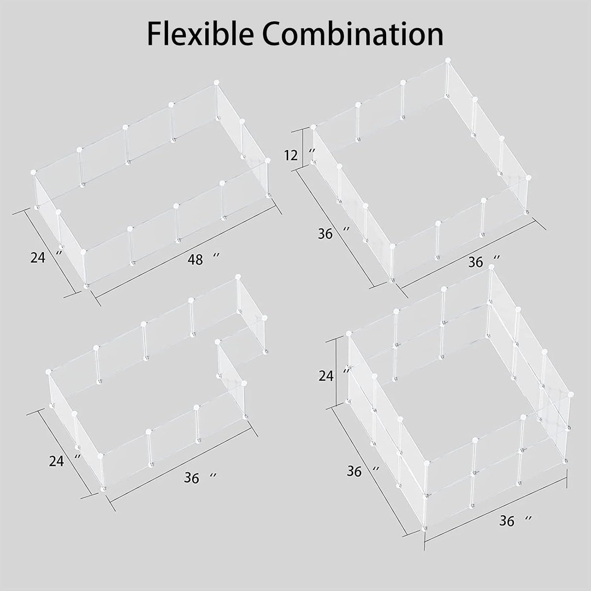 Transparent Clear Small Animal Playpen, Guinea Pig Cages, Puppy Dog Playpen, Pet Playpen, Rabbit Bunny Indoor Fence Pen Enclosure, White Clear Plastic Playpen,12X12 Inch, 12Panels