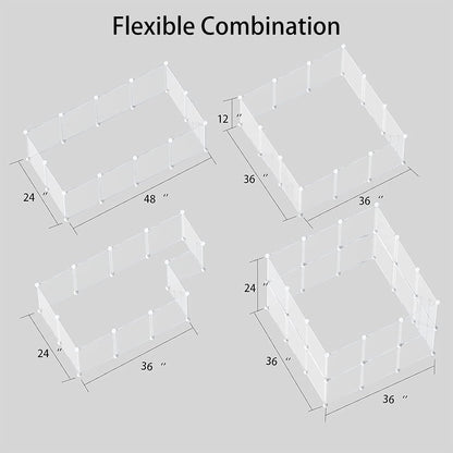 Transparent Clear Small Animal Playpen, Guinea Pig Cages, Puppy Dog Playpen, Pet Playpen, Rabbit Bunny Indoor Fence Pen Enclosure, White Clear Plastic Playpen,12X12 Inch, 12Panels