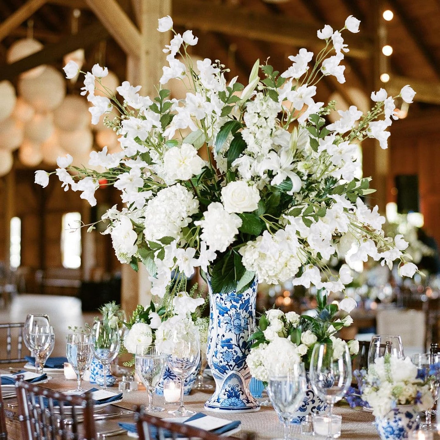 10PCS Dark Blue Delphinium Artificial Flowers 19.7'' Faux Snapdragon Flowers Silk Fake Larkspur Flowers with Stem for Wedding Party Floral Arrangement Home Decor (Dark Blue)