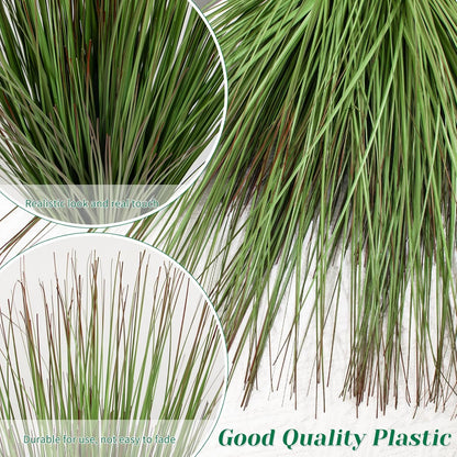 27" Artificial Plants Onion Grass | Tall Faux Greenery Shrubs - Fake Wheat Stems & Tall Grass Bushes for Indoor/Outdoor Home, Office, Garden, Porch & Window Box Decor 6 Pack - Green Red Tail