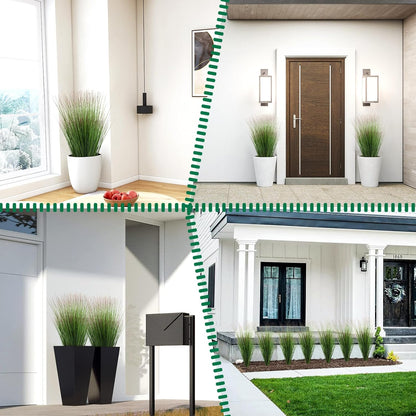 27" Artificial Plants Onion Grass | Tall Faux Greenery Shrubs - Fake Wheat Stems & Tall Grass Bushes for Indoor/Outdoor Home, Office, Garden, Porch & Window Box Decor 6 Pack - Green Red Tail