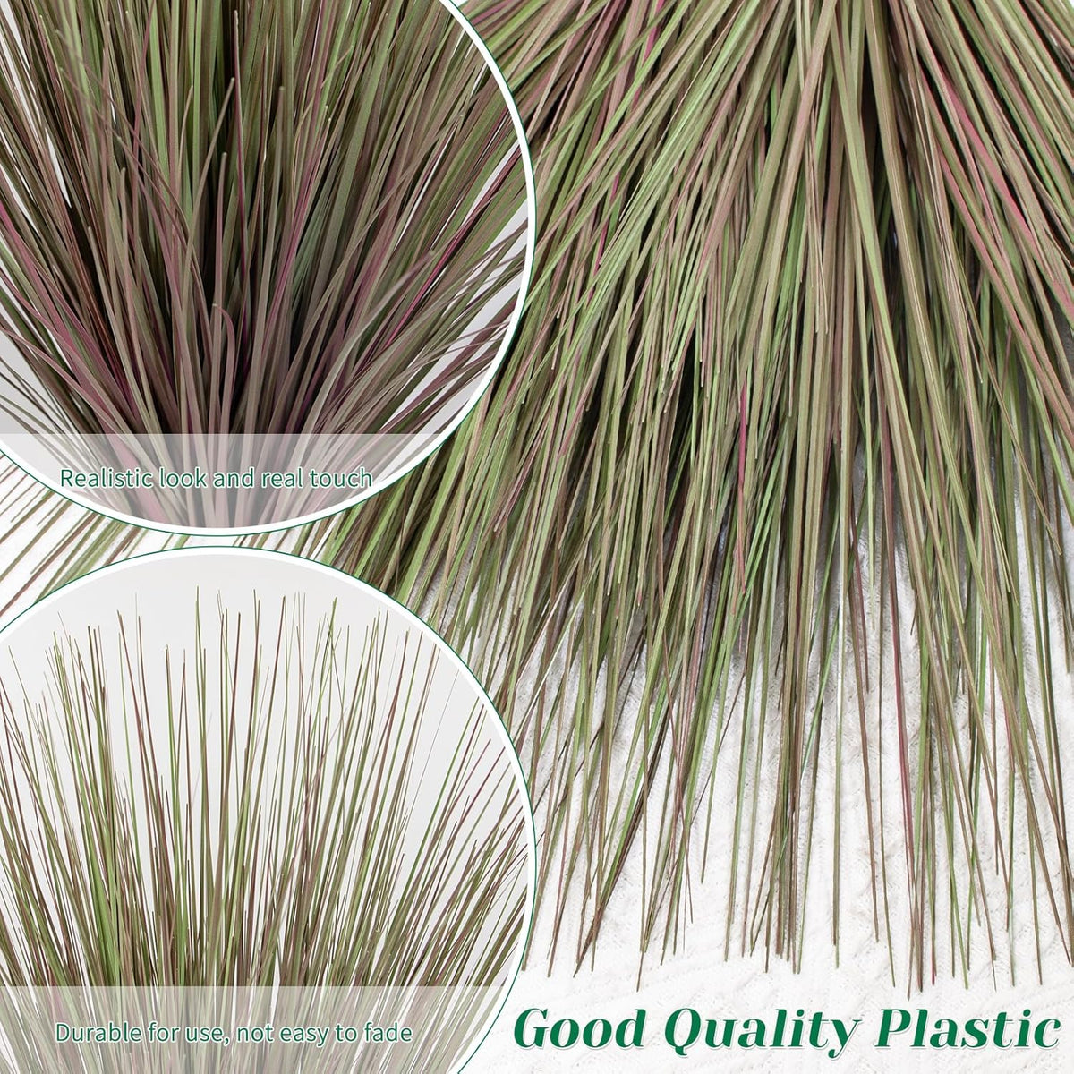 27" Artificial Plants Onion Grass | Tall Faux Greenery Shrubs - Fake Wheat Stems & Tall Grass Bushes for Indoor/Outdoor Home, Office, Garden, Porch & Window Box Decor 6 Pack - Green Red Tail
