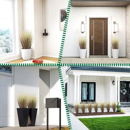 27" Artificial Plants Onion Grass | Tall Faux Greenery Shrubs - Fake Wheat Stems & Tall Grass Bushes for Indoor/Outdoor Home, Office, Garden, Porch & Window Box Decor 6 Pack - Green Red Tail