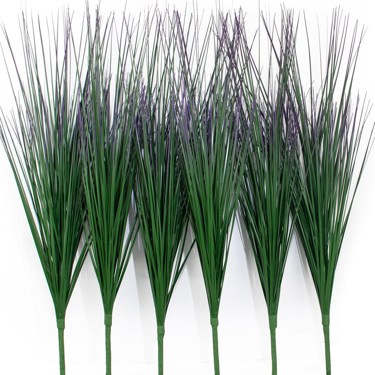 27" Artificial Plants Onion Grass | Tall Faux Greenery Shrubs - Fake Wheat Stems & Tall Grass Bushes for Indoor/Outdoor Home, Office, Garden, Porch & Window Box Decor 6 Pack - Green Red Tail