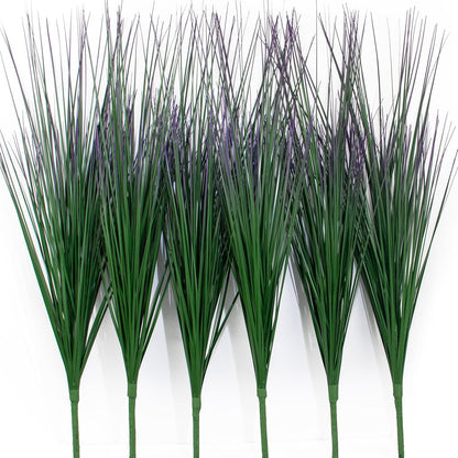 27" Artificial Plants Onion Grass | Tall Faux Greenery Shrubs - Fake Wheat Stems & Tall Grass Bushes for Indoor/Outdoor Home, Office, Garden, Porch & Window Box Decor 6 Pack - Green Red Tail