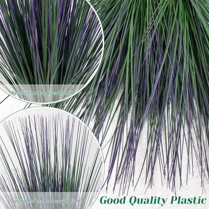 27" Artificial Plants Onion Grass | Tall Faux Greenery Shrubs - Fake Wheat Stems & Tall Grass Bushes for Indoor/Outdoor Home, Office, Garden, Porch & Window Box Decor 6 Pack - Green Red Tail