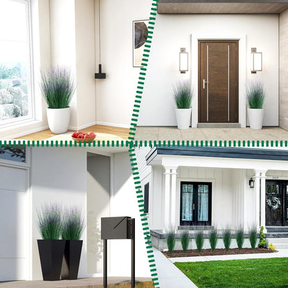 27" Artificial Plants Onion Grass | Tall Faux Greenery Shrubs - Fake Wheat Stems & Tall Grass Bushes for Indoor/Outdoor Home, Office, Garden, Porch & Window Box Decor 6 Pack - Green Red Tail
