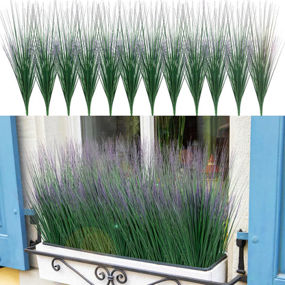 27" Artificial Plants Onion Grass | Tall Faux Greenery Shrubs - Fake Wheat Stems & Tall Grass Bushes for Indoor/Outdoor Home, Office, Garden, Porch & Window Box Decor 6 Pack - Green Red Tail