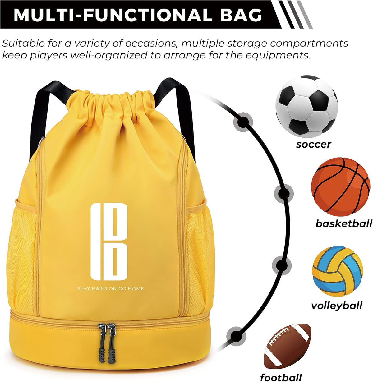 Youth Soccer Bags Boys Girls Backpack for Soccer Basketball Volleyball & Football with Ball Compartment