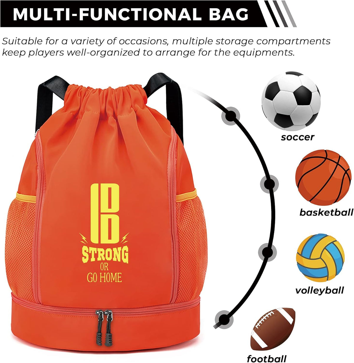 Youth Soccer Bags Boys Girls Backpack for Soccer Basketball Volleyball & Football with Ball Compartment