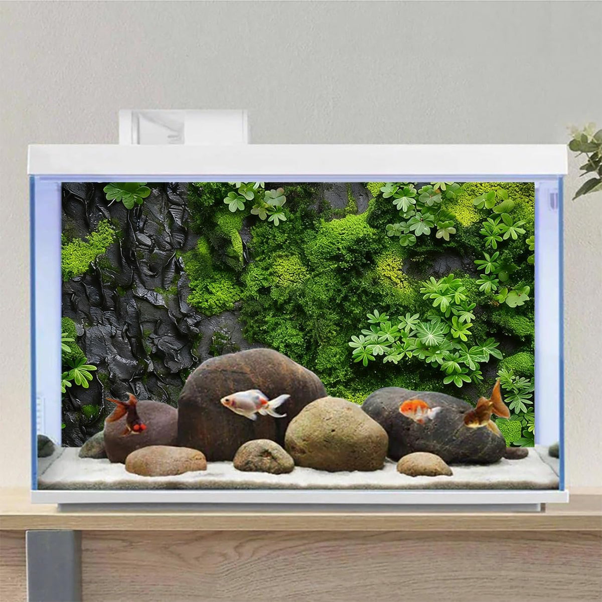 Reptile Terrarium Background 48"×24" 3PCS – Polyester Fabric Bearded Dragon Tank Decor with Gray Rock Bark & Forest Pattern, Non-Reflective & Bubble-Free for Snake Lizard Gecko Vivarium 834