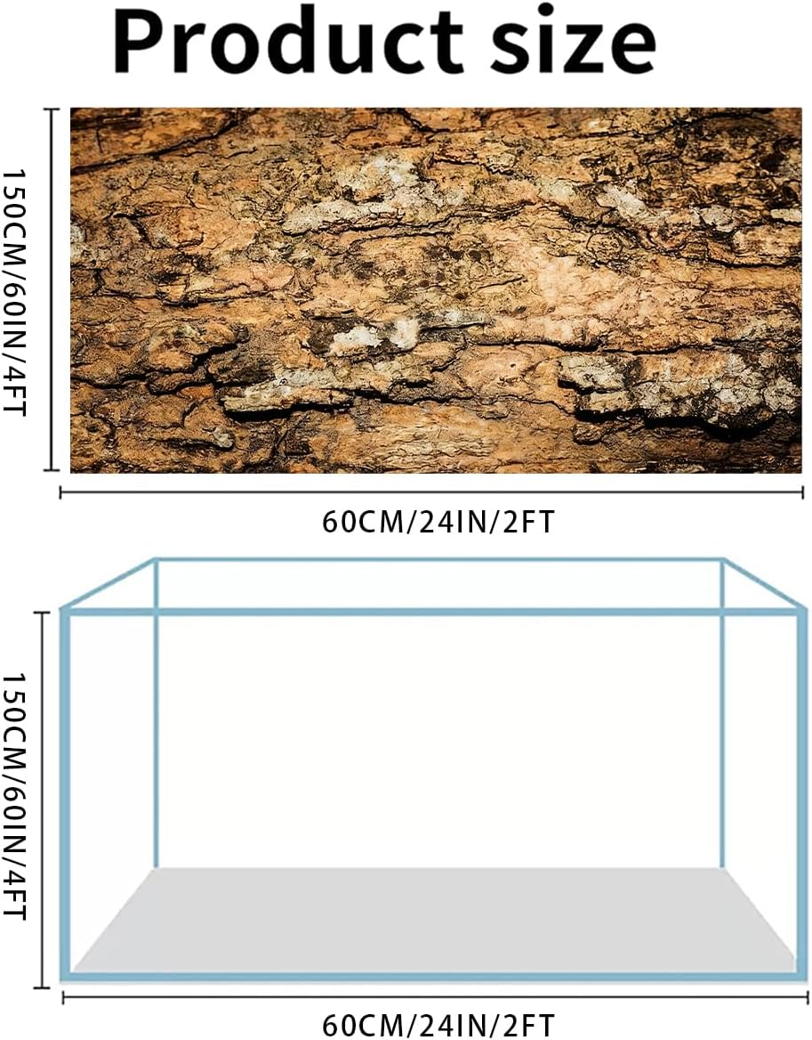Reptile Terrarium Background 48"×24" 3PCS – Polyester Fabric Bearded Dragon Tank Decor with Gray Rock Bark & Forest Pattern, Non-Reflective & Bubble-Free for Snake Lizard Gecko Vivarium 834