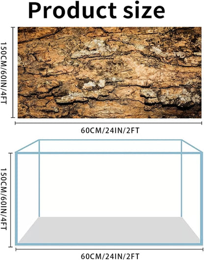 Reptile Terrarium Background 48"×24" 3PCS – Polyester Fabric Bearded Dragon Tank Decor with Gray Rock Bark & Forest Pattern, Non-Reflective & Bubble-Free for Snake Lizard Gecko Vivarium 834