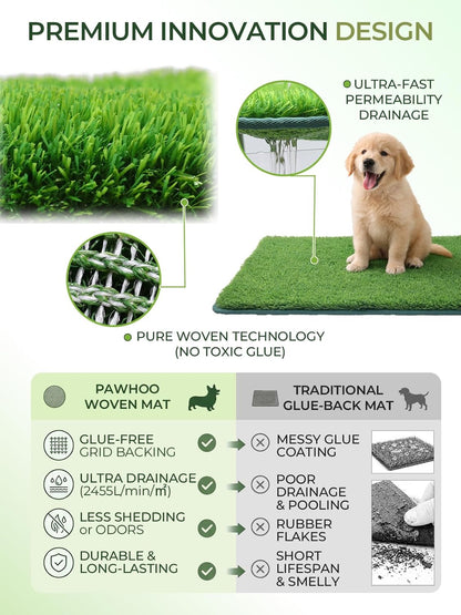 1.2'' Thick Woven Fake Grass Mat for Dog, Glue-Free Artificial Turf Potty Training Pad with Fast Drainage, Machine Washable Pet Pee Pad, Indoor Outdoor Non-Toxic Rug (Medium)