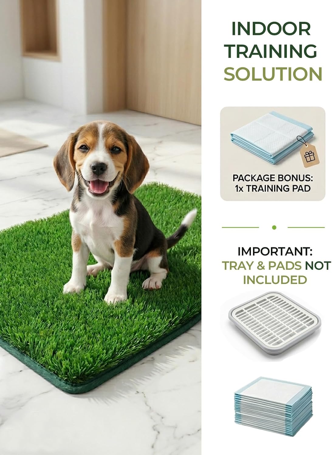 1.2'' Thick Woven Fake Grass Mat for Dog, Glue-Free Artificial Turf Potty Training Pad with Fast Drainage, Machine Washable Pet Pee Pad, Indoor Outdoor Non-Toxic Rug (Medium)
