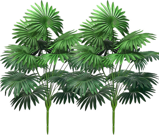 18 Leaf Large Areca Palm Artificial Plant 2 Packs UV Resistant Faux Palm Tree Leaves Tropical Greenery for Home Office Party Decor Indoor Outdoor