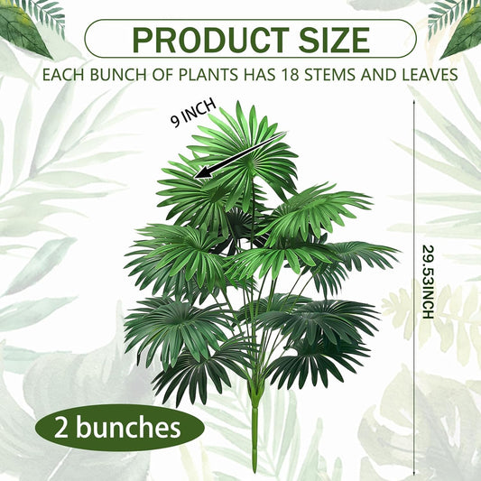18 Leaf Large Areca Palm Artificial Plant 2 Packs UV Resistant Faux Palm Tree Leaves Tropical Greenery for Home Office Party Decor Indoor Outdoor