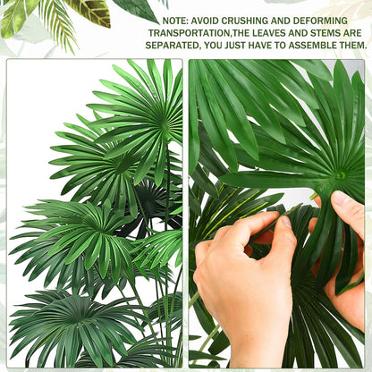 18 Leaf Large Areca Palm Artificial Plant 2 Packs UV Resistant Faux Palm Tree Leaves Tropical Greenery for Home Office Party Decor Indoor Outdoor