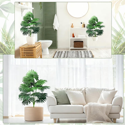 18 Leaf Large Areca Palm Artificial Plant 2 Packs UV Resistant Faux Palm Tree Leaves Tropical Greenery for Home Office Party Decor Indoor Outdoor