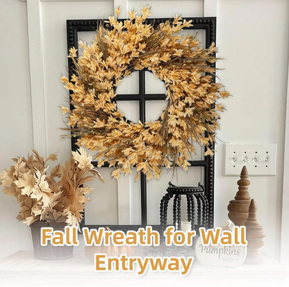 26-28" Large Outdoor Fall Wreath for Front Door with Yellow Forsythia/Berry