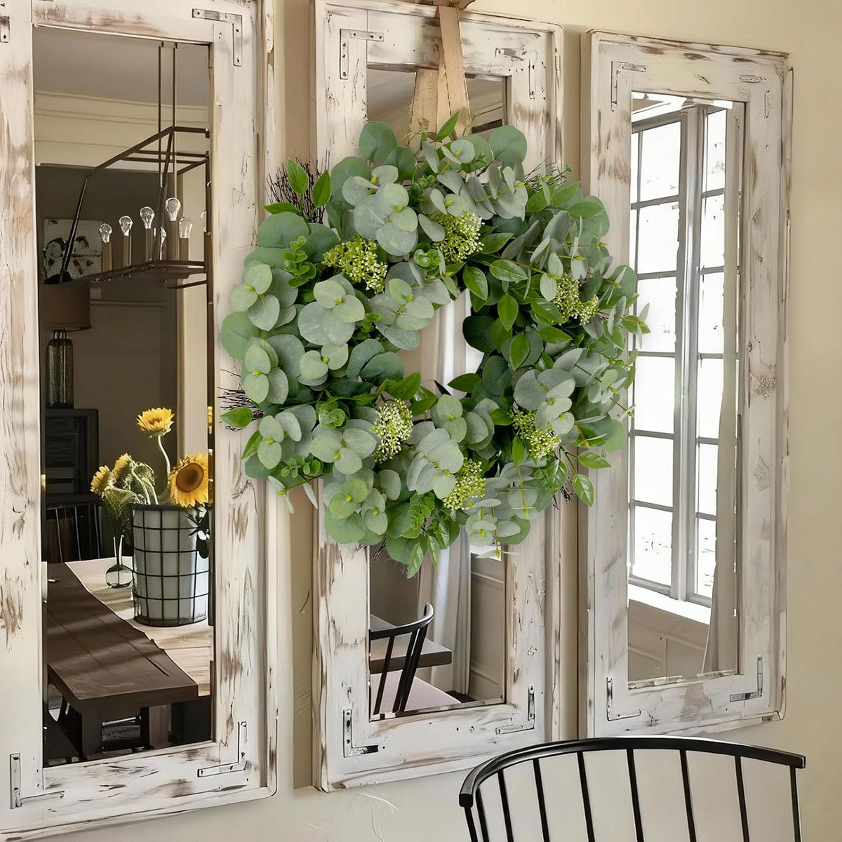 26-28" Large Outdoor Fall Wreath for Front Door with Yellow Forsythia/Berry
