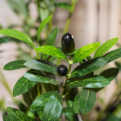 6ft Faux Olive Tree, Artificial Olive Tree Indoor, High Imitation Silk Plant Fake Olive Tree with Realistic Leaves and Fruits, Suitable for Home Living Room Office Decoration