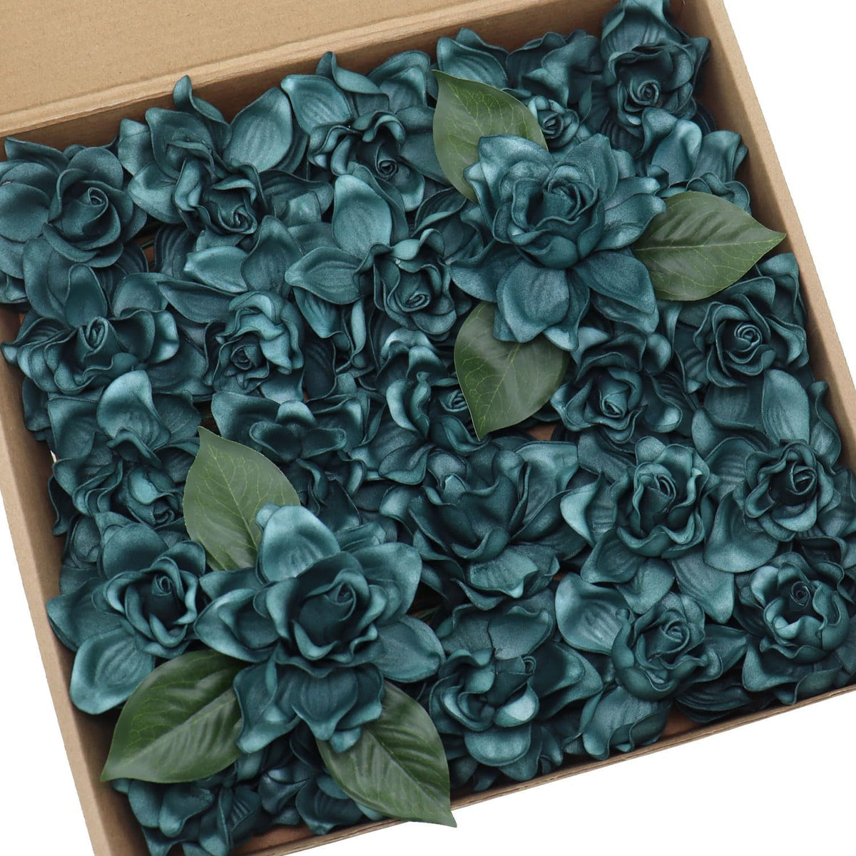 Artificial Flowers 25pcs White Gardenias with Stems for DIY Wedding Bouquets Floral Arrangement Table Centerpieces Baby Shower Party Home Decorations