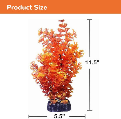 Red Aquarium Plants - Artificial Plastic Fish Tank Decor, Realistic Ornament Safe for Fish & Shrimp, Low-Maintenance Aquascaping Plants for Freshwater/Saltwater Tank Landscaping