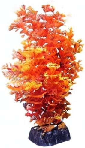 Red Aquarium Plants - Artificial Plastic Fish Tank Decor, Realistic Ornament Safe for Fish & Shrimp, Low-Maintenance Aquascaping Plants for Freshwater/Saltwater Tank Landscaping