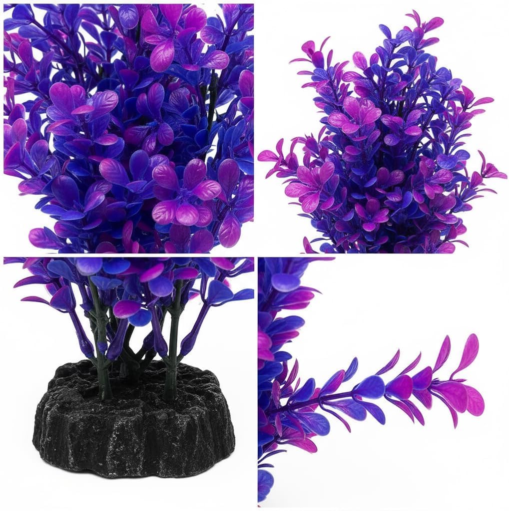 Red Aquarium Plants - Artificial Plastic Fish Tank Decor, Realistic Ornament Safe for Fish & Shrimp, Low-Maintenance Aquascaping Plants for Freshwater/Saltwater Tank Landscaping