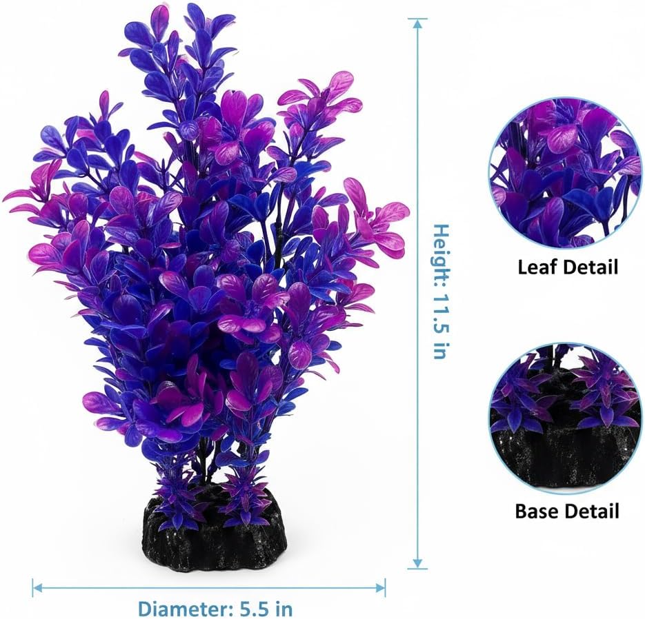 Red Aquarium Plants - Artificial Plastic Fish Tank Decor, Realistic Ornament Safe for Fish & Shrimp, Low-Maintenance Aquascaping Plants for Freshwater/Saltwater Tank Landscaping