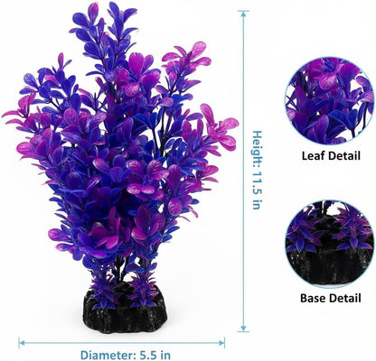 Red Aquarium Plants - Artificial Plastic Fish Tank Decor, Realistic Ornament Safe for Fish & Shrimp, Low-Maintenance Aquascaping Plants for Freshwater/Saltwater Tank Landscaping