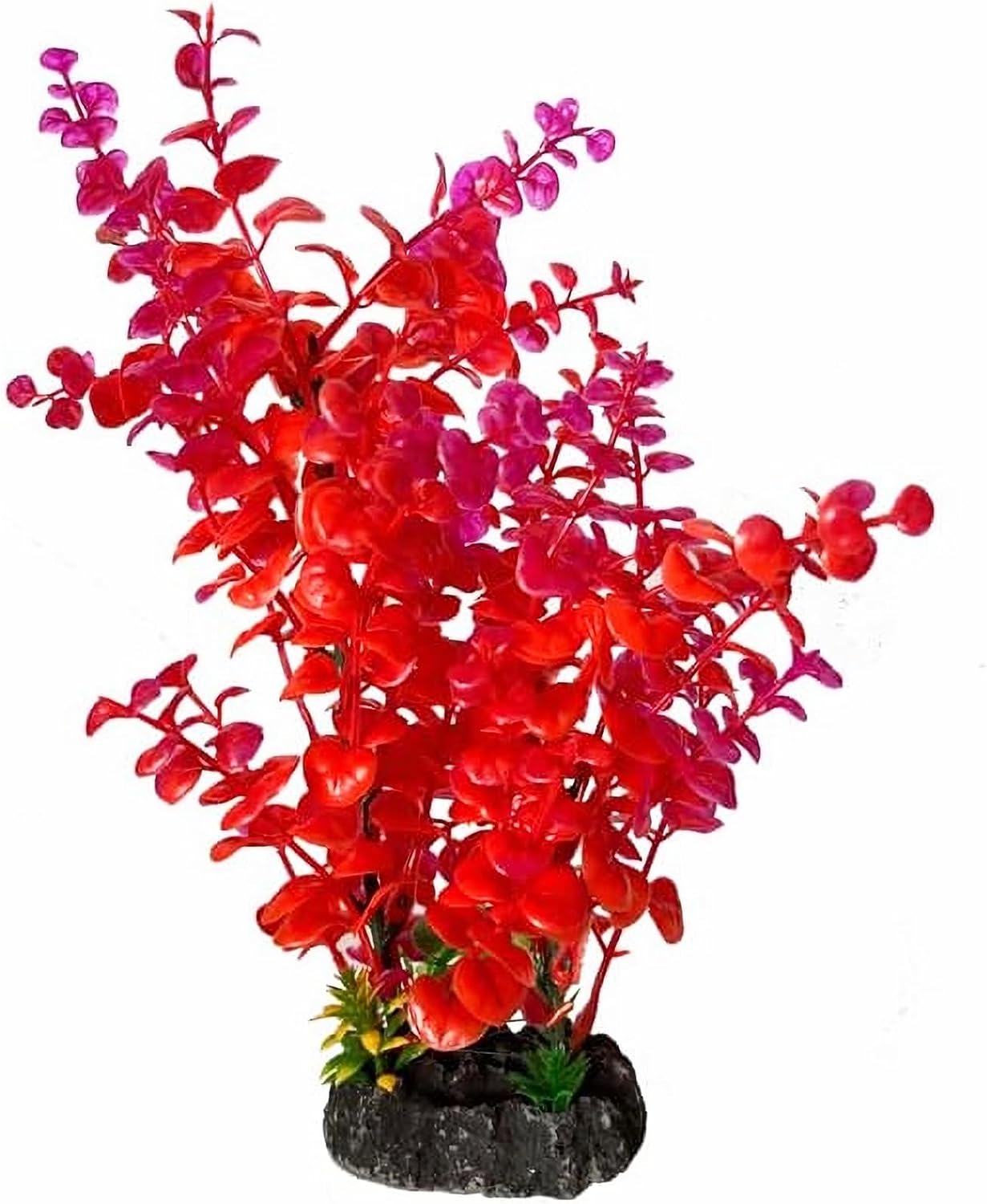 Red Aquarium Plants - Artificial Plastic Fish Tank Decor, Realistic Ornament Safe for Fish & Shrimp, Low-Maintenance Aquascaping Plants for Freshwater/Saltwater Tank Landscaping