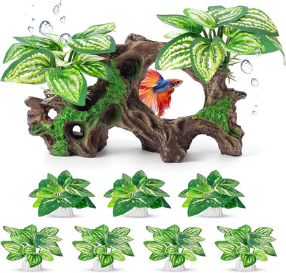 CousDUoBe 12 Pcs Betta Fish Tank Decor，Silk Aquarium Plants Green Fish Tanks Decoration Plants, Aquarium Decorations Green Plants