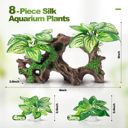 CousDUoBe 12 Pcs Betta Fish Tank Decor，Silk Aquarium Plants Green Fish Tanks Decoration Plants, Aquarium Decorations Green Plants