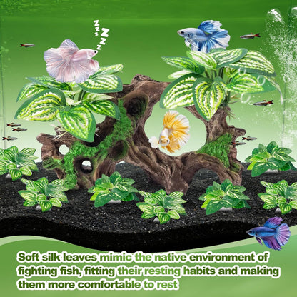 CousDUoBe 12 Pcs Betta Fish Tank Decor，Silk Aquarium Plants Green Fish Tanks Decoration Plants, Aquarium Decorations Green Plants