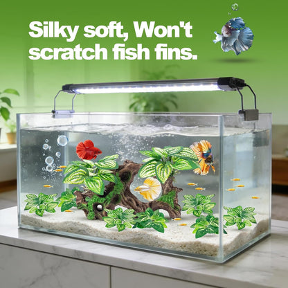 CousDUoBe 12 Pcs Betta Fish Tank Decor，Silk Aquarium Plants Green Fish Tanks Decoration Plants, Aquarium Decorations Green Plants