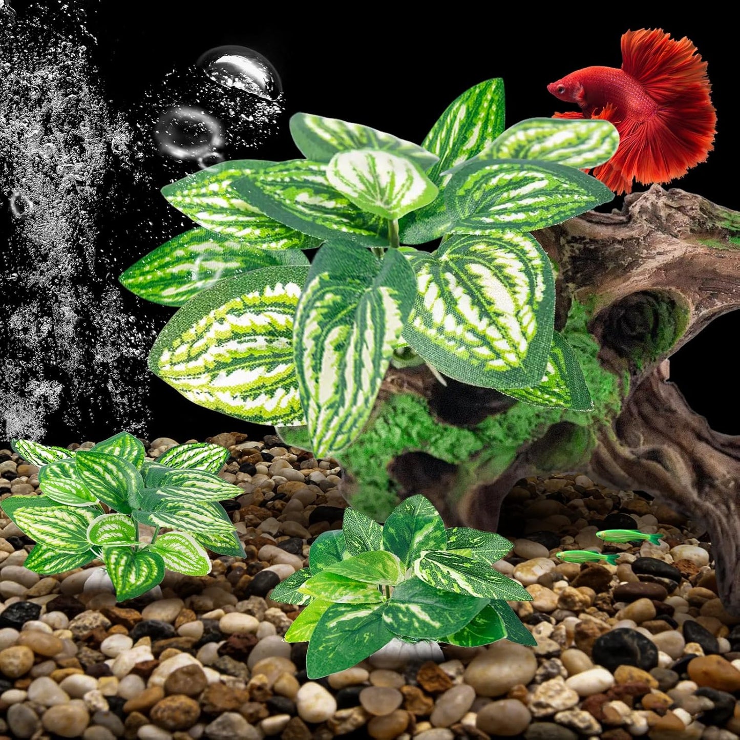 CousDUoBe 12 Pcs Betta Fish Tank Decor，Silk Aquarium Plants Green Fish Tanks Decoration Plants, Aquarium Decorations Green Plants