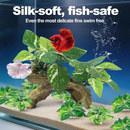 CousDUoBe 12 Pcs Betta Fish Tank Decor，Silk Aquarium Plants Green Fish Tanks Decoration Plants, Aquarium Decorations Green Plants