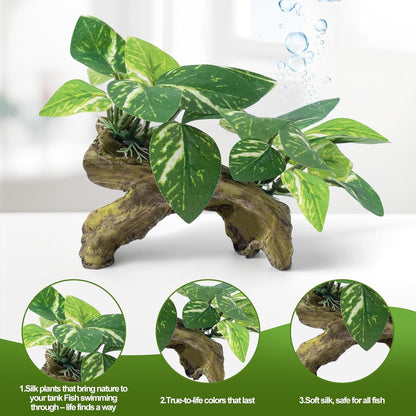 CousDUoBe 12 Pcs Betta Fish Tank Decor，Silk Aquarium Plants Green Fish Tanks Decoration Plants, Aquarium Decorations Green Plants