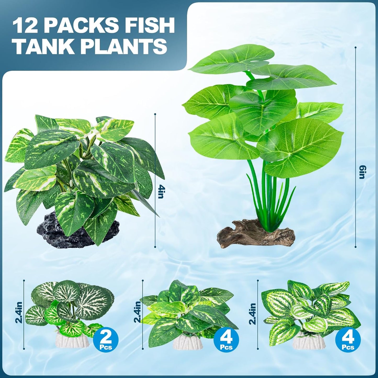 CousDUoBe 12 Pcs Betta Fish Tank Decor，Silk Aquarium Plants Green Fish Tanks Decoration Plants, Aquarium Decorations Green Plants