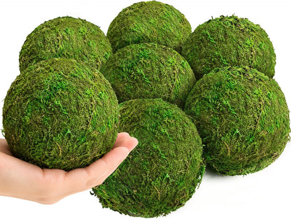 Moss Balls Decorative 3.5", 8 Pcs Natural Green Bowl & Vase Fillers | Handmade, Odorless, No Maintenance, Realistic Look, Natural Moss, Centerpieces, Home Decor, Year-Round Display