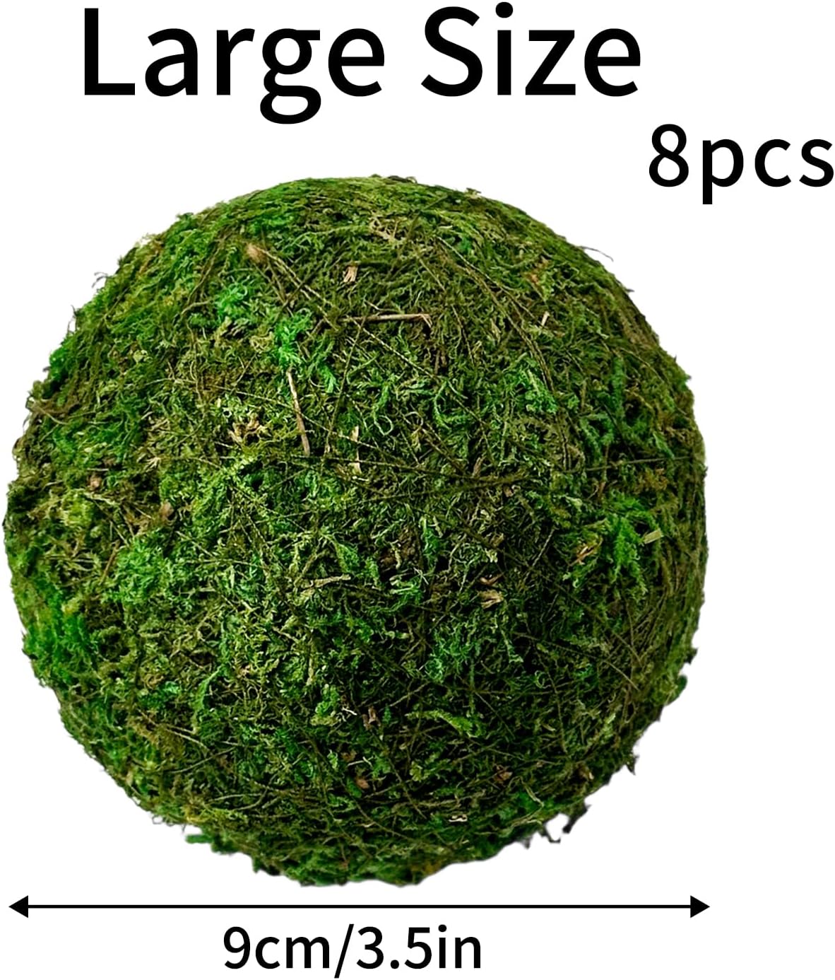 Moss Balls Decorative 3.5", 8 Pcs Natural Green Bowl & Vase Fillers | Handmade, Odorless, No Maintenance, Realistic Look, Natural Moss, Centerpieces, Home Decor, Year-Round Display