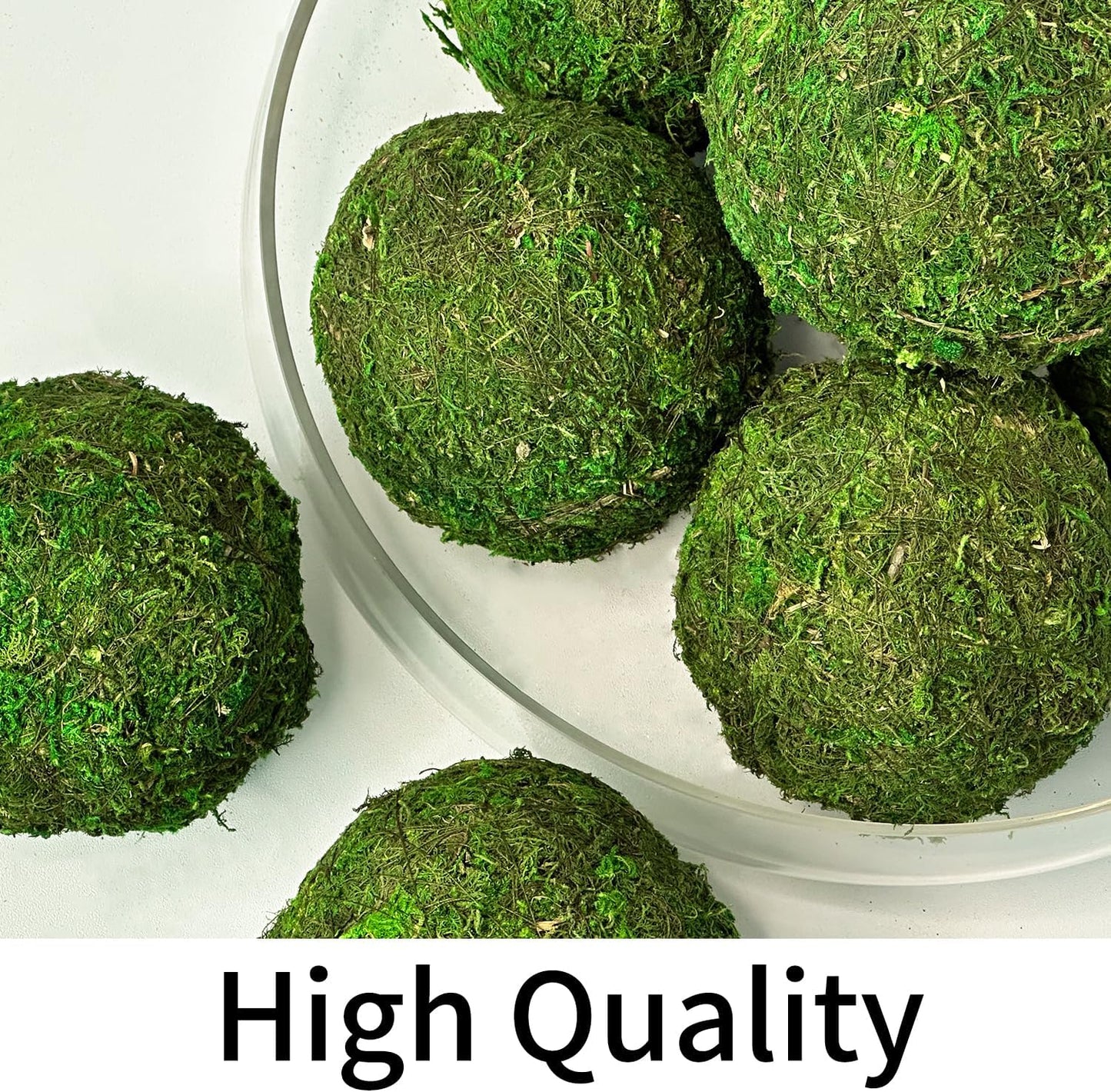 Moss Balls Decorative 3.5", 8 Pcs Natural Green Bowl & Vase Fillers | Handmade, Odorless, No Maintenance, Realistic Look, Natural Moss, Centerpieces, Home Decor, Year-Round Display