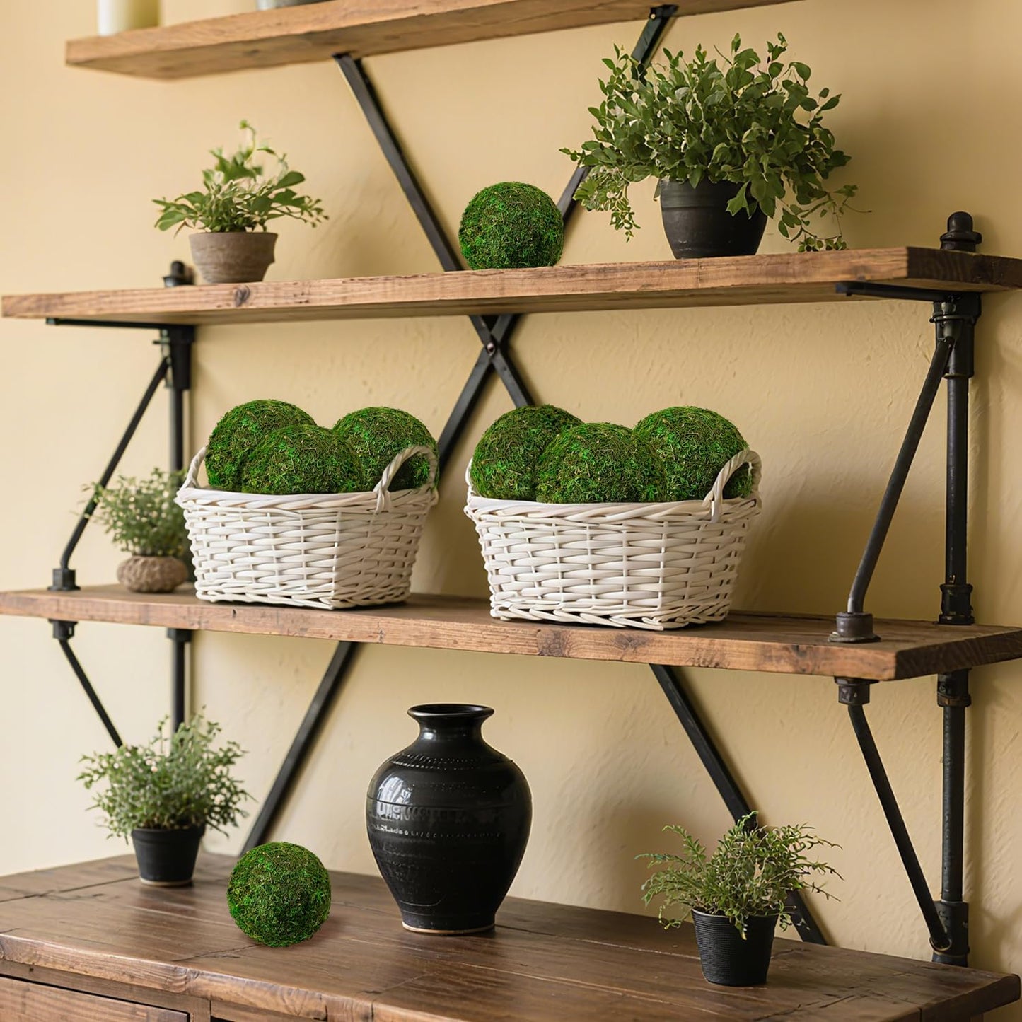 Moss Balls Decorative 3.5", 8 Pcs Natural Green Bowl & Vase Fillers | Handmade, Odorless, No Maintenance, Realistic Look, Natural Moss, Centerpieces, Home Decor, Year-Round Display