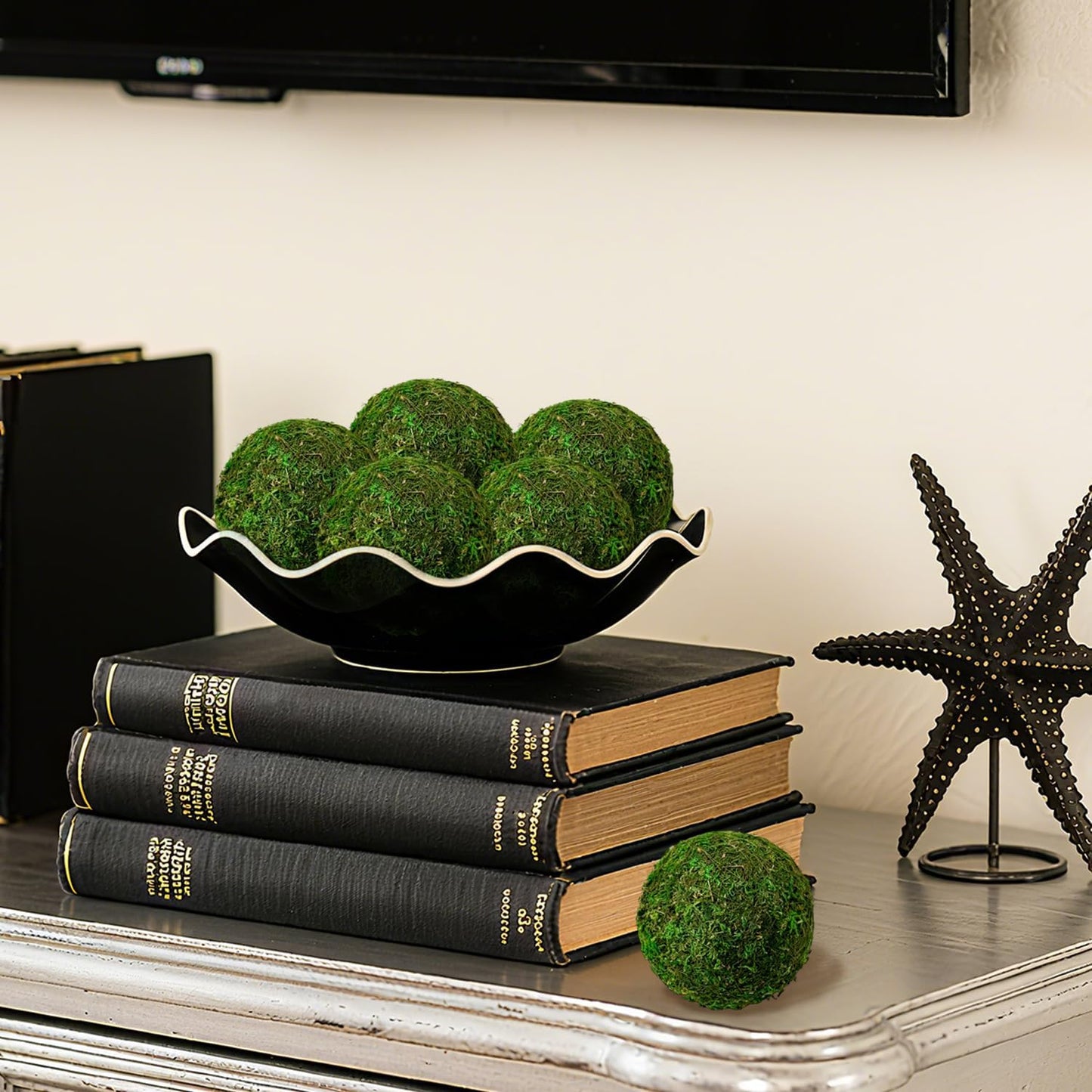 Moss Balls Decorative 3.5", 8 Pcs Natural Green Bowl & Vase Fillers | Handmade, Odorless, No Maintenance, Realistic Look, Natural Moss, Centerpieces, Home Decor, Year-Round Display