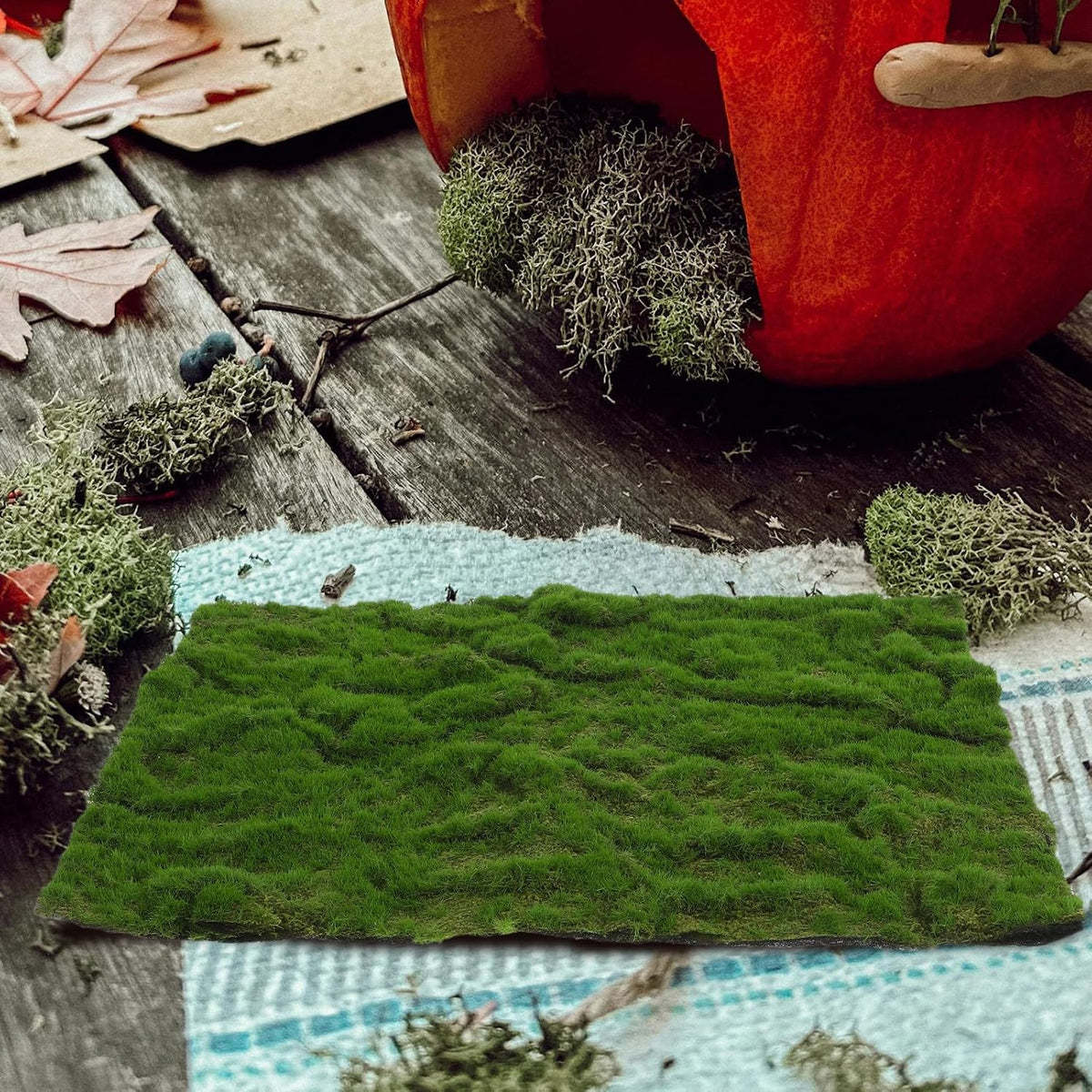 Artificial Moss Grass Turf Tile 30Cm X 30Cm Faux Green Grass Patch for Bonsai, Reptile Moss Terrarium Decoration, Indoor Outdoor Table Mat Home Garden Décor