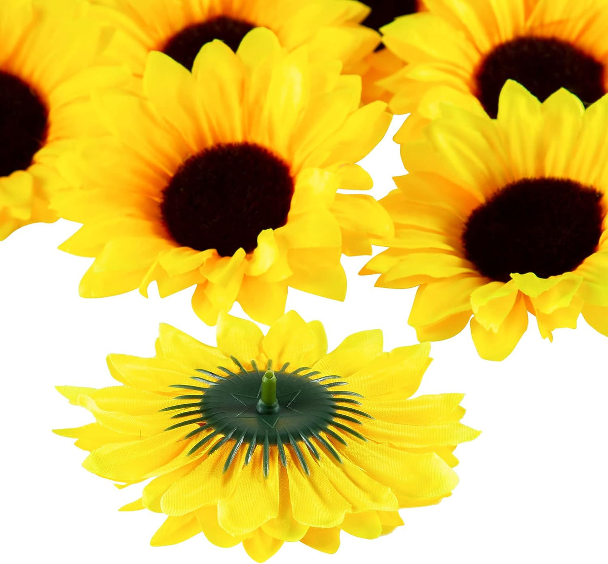 40pcs Fake Sunflower Heads with Stems, Yellow
